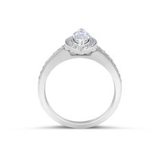 Halo Diamond Engagement ring in 18 Karat White Gold  - Engagement rings melbourne