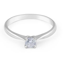 Solitaire Diamond Engagement Ring in 18 Karat White Gold - Wedding Rings