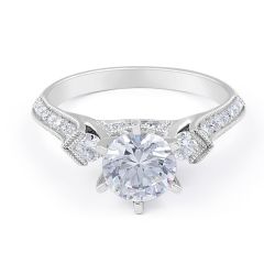 Brilliant Cut Diamond Engagement Ring in 18 Karat White Gold Grain Set 