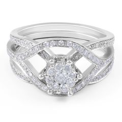 Cluster Diamond Engagement Ring 18 Karat White Gold - Engagement rings 