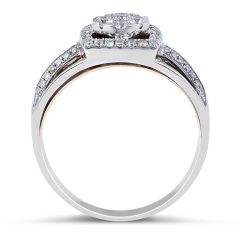 two Tone Vintage Square Halo Diamond Ring - Wedding Rings