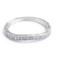 18 Karat White gold Diamond Wedding Band Vintage Style - womens wedding bands