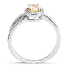 Fancy Yellow Oval Diamond Halo Ring with Split Bow Gemstone rings