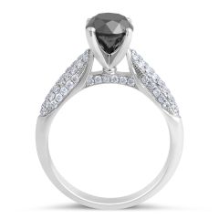 Brilliant Cut Black Diamond Engagement Ring in Pave Setting - Engagement rings 
