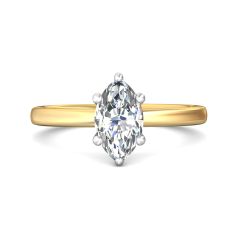 Marquise Cut Solitaire 6 claw setting Diamond Engagement Ring In a Plain Band -18K Yellow