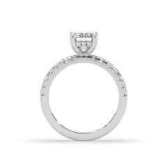 2.00CT Emerald Cut Hidden Halo Pave Setting Diamond Engagement Ring -18K White