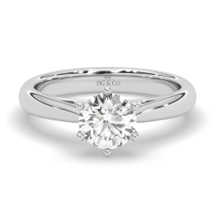 1.00CT IGI Certified Lab Grown Solitaire Diamond Engagement Ring 6 Claw Setting with Tapered Band in 18K White Gold 