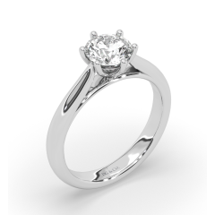 1.00CT IGI Certified Lab Grown Solitaire Diamond Engagement Ring 6 Claw Setting with Tapered Band in 18K White Gold 