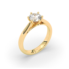 1.00CT IGI Certified Lab Grown Solitaire Diamond Engagement Ring 6 Claw Setting with Tapered Band in 18K Yellow Gold