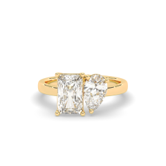 3.00CT Lab Grown Radiant Pear Cut Toi Et Moi Diamond Engagement Ring -18K Yellow