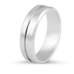 Gents Wedding Band with polished inlay and beveled edges
