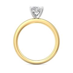 Oval Shape Cut Solitaire Diamond Engagement Ring 5 Claw Setting In a Plain Half Round Shape Band-18K Yellow