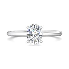 Classic Hidden Halo Oval Cut Diamond Engagement Ring 4 Claw Setting Centre Stone Pave Halo Setting In 18K White Gold 