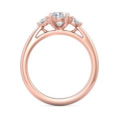 Trilogy Oval Cut Centre Stone Diamond Engagement Ring Side Stones Round Cut 3 Claw Setting-18K Rose
