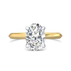 Oval Cut Diamond Solitaire Engagement Ring 4 Claw Setting In Two Tone Yellow And White Gold