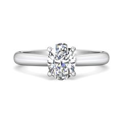 Cathedral Diamond Solitaire Engagement Ring 4 Claw Setting In a Plain band -18K White