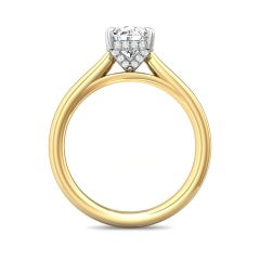 Cathedral Diamond Solitaire Engagement Ring 4 Claw Setting In a Plain band -18K Yellow