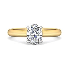 Cathedral Diamond Solitaire Engagement Ring 4 Claw Setting In a Plain band -18K Yellow