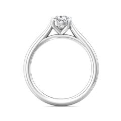 Oval Cut Solitaire Diamond Engagement Ring 4 Claw Setting In a Plain Band in Platinum