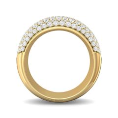 Seven Row Lab Grown Diamond Wedding Band Half Way Round Pave Setting In 18K Yellow Gold