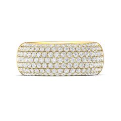 Seven Row Lab Grown Diamond Wedding Band Half Way Round Pave Setting In 18K Yellow Gold