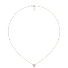 Solitaire Diamond Necklace Bezel Setting Adjustable Chain In 18K Rose Gold 