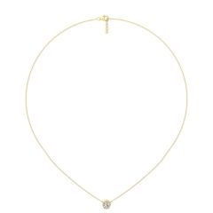 Bezel Setting Diamond Solitaire Necklace Adjustable Chain In 18K Yellow Gold