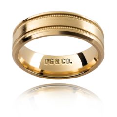 Yellow Gold Gents Wedding Band With Double Milgrain the Ring in 18K Yellow