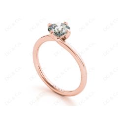 Round Cut Four Claws set Twist Diamond Ring in 18K Rose