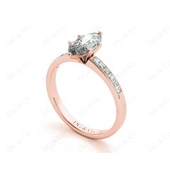 Marquise Cut Diamond Engagement ring with six claws centre stone in 18K Rose