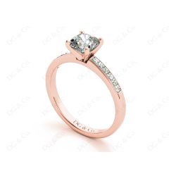 Cushion Cut Diamond Engagement ring with four claws centre stone in 18K Rose