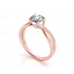 Round Cut Diamond Solitaire Ring claw set in 18K Rose