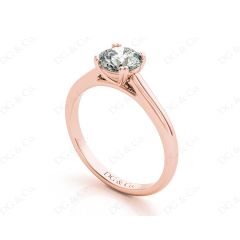 Round Cut Diamond Engagement Claw Set Solitaire Ring in 18K Rose