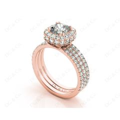 Cushion Cut Four Claw Set Diamond Engagement Ring in 18K Rose