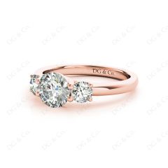 Trilogy Cross Over Four Claw Round Cut Diamond Ring Setting in 18K Rose Gold