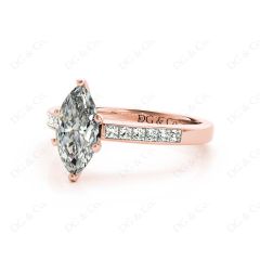 Marquise Cut Diamond Engagement ring with six claws centre stone in 18K Rose