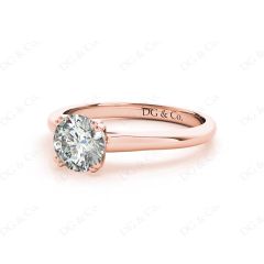 Round Cut Diamond Engagement Claw Set Solitaire Ring in 18K Rose