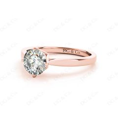 Round Cut Four Claw Set Diamond Ring  in 18K Rose