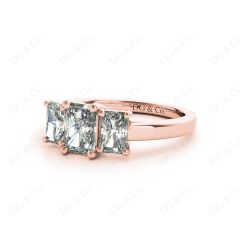Radiant Cut four claw trilogy diamond engagement ring in 18K Rose