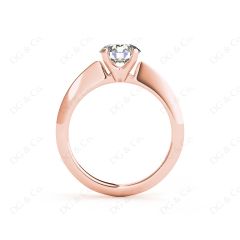 Round Cut Solitaire Diamond Engagement Ring with Four Prong set centre stone and a Knife Edge Band in 18K Rose