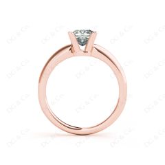 Princess Cut Classic Four Claws Diamond Solitaire Ring in 18K Rose