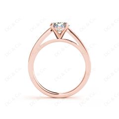 Round Cut Claw Set Diamond Ring with Share Prongs Set Side Stones in 18K Rose