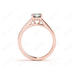 Cushion Cut Four Claws Set Diamond Ring with Channel Set Side Stones in 18K Rose