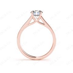 Round Cut Four Claw Set Diamond Ring with Round Cut Channel Diamonds Down the Shoulders and on the Setting in 18K Rose