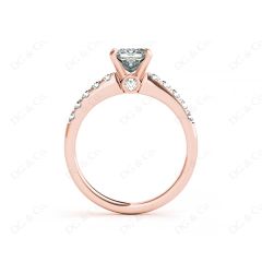 Princess Cut Diamond Engagement ring with four Prongs centre stone in 18K Rose