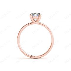 Round Cut Four Claw Set Diamond Ring with Plain Band in 18K Rose