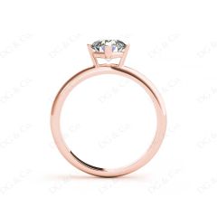 Round Cut Four Claw Set Diamond Engagement Ring with Plain Band in 18K Rose