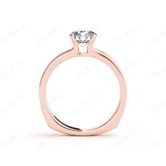 Solitaire Split Band Round Cut Four Claw Diamond Ring. in 18K Rose