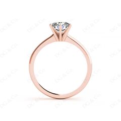 Solitaire Round Cut 6 Claw Diamond Engagement Ring With A Tapered Band  In 18K Rose