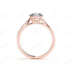 Art Deco Solitaire Round Cut Four Claw Diamond Ring In 18K Rose